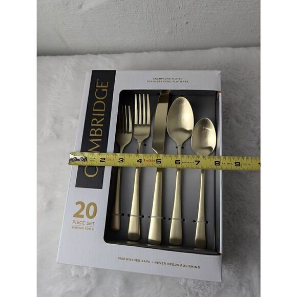 Cambridge Silversmith Champagne Plated 20 Piece Stainless steel Flatware Set New - Picture 5 of 6